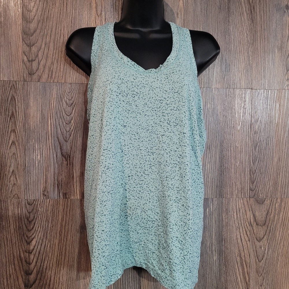 Athleta Momentum Seamless Tank Size L Light Blue/Green Racerback Active Stretch